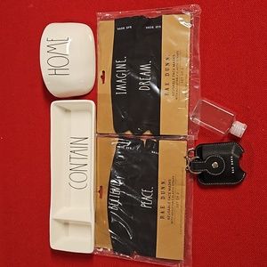 5 piece Rae Dunn lot Container tray sconce masks key fob sanitizer bottle NWOT